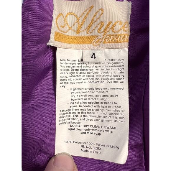 Vintage Alyce Maxi Gown Dress Sz 4 Purple Y2K Goth Whimsigoth 90S Beaded Lace Up - Picture 13 of 16